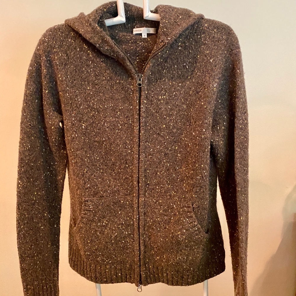 Vince Cashmere Zip Up Hoodie Brown size Medium